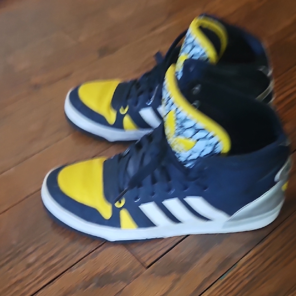Adidas Navy and Yellow High-Tops